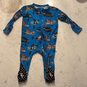 Posh Peanut sneakers print zippered footie Sz 0-3 months